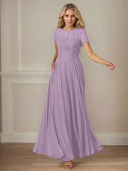 A-Line Boat-neck Sequins Chiffon Mother of the Bride Dress