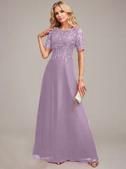 A-Line Round Neck Sequin Mother of Bride Dress With Appliques