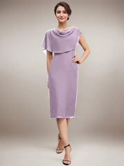 Sheath/Column Scoop Knee-Length Chiffon Mother of the Bride Dress With Beading