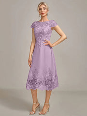 Dusty Rose A-Line Tea-Length Mother of the Bride Dress With Sequins