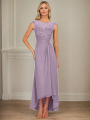 A-Line Scoop Asymmetrical Chiffon Mother of the Bride Dress