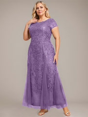 Trumpet/Mermaid Scoop Ankle-Length Lace Tulle Mother of the Bride Dress With Sequins Beading