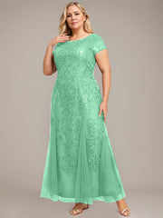 Trumpet/Mermaid Scoop Ankle-Length Lace Tulle Mother of the Bride Dress With Sequins Beading