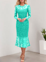 Trumpet/Mermaid Illusion Neck Lace Mother Of The Bride Dresses With Back Hole