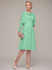 A-line/Princess Sleeveless Knee-Length Chiffon Mother of the Bride Dress With Jacket Appliqued Beading