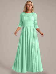 A-Line Scoop Floor-Length Chiffon Mother of the Bride Dress