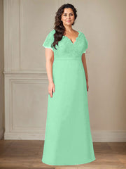 A-Line V-Neck Lace Chiffon Mother of the Bride Dress
