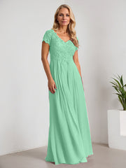 A-Line V-Neck Floor-Length Chiffon Mother of the Bride Dress