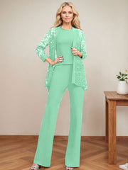 Jumpsuit/Pantsuit Scoop Neck Elastic Satin Mother Of The Bride Dresses