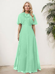 Sheath/Column Chiffon Mother Of The Bride Dresses With Appliques Lace