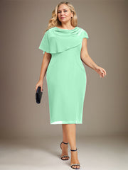 Sheath/Column Scoop Knee-Length Chiffon Mother of the Bride Dress With Beading