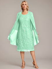 A-line Scoop Knee-Length Lace Mother of the Bride Dress With Sequins
