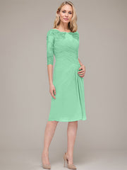 Sheath/Column Knee-Length Chiffon Mother of the Bride Dress With Jacket Appliqued Pleated