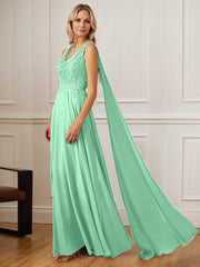 A-Line V-Neck Floor-Length Chiffon Mother of the Bride Dress