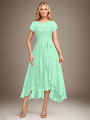 Asymmetrical Sequin Mother of Bride Dress with Appliques