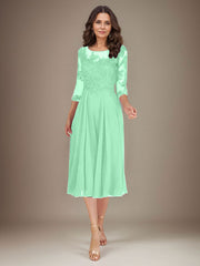 Plum A-Line Scoop Lace Chiffon Mother of the Bride Dress