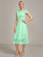 Dusty Rose A-Line Tea-Length Mother of the Bride Dress With Sequins