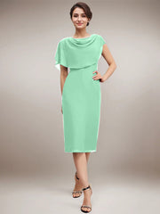 Sheath/Column Scoop Knee-Length Chiffon Mother of the Bride Dress With Beading