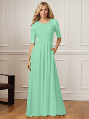 A-Line Square Neck Floor-Length Chiffon Mother of the Bride Dress