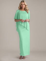 Sheath Scoop Floor-Length Beaded Mother of the Bride Dress