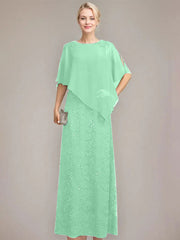 Sheath/Column Scoop Floor-Length Chiffon Lace Mother of the Bride Dress With Sequins Beading