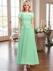 A-Line Illusion Neck Ankle-Length Chiffon Mother Of The Bride Dresses With Lace