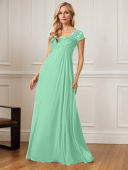 A-Line V-Neck Floor-Length Chiffon Mother of the Bride Dress