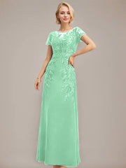 Sheath/Column Scoop Illusion Floor-Length Lace Chiffon Mother of the Bride Dress With Sequins