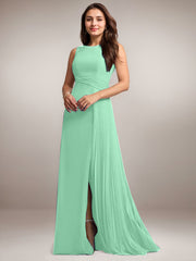 A-Line Scoop Floor-Length Sequins Chiffon Mother of the Bride Dress