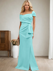 Elegant Wrap Sheath Mother Of The Bride Dresses With Split Front