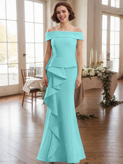 Off-The-Shoulder Cascading Ruffles Mother Of The Bride Dresses