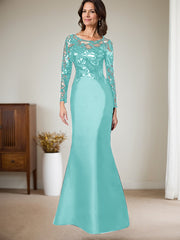 Scoop Neck Long Sleeves Floor-Length Satin/Sequined Mother Of The Bride Dresses