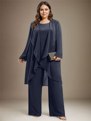 Pantsuit Separates Scoop Floor-Length Chiffon Mother of the Bride Dress