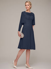 A-line/Princess Sleeveless Knee-Length Chiffon Mother of the Bride Dress With Jacket Appliqued Beading