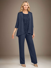 Stormy 3 Piece Long Mother of the Bride Pant Suits with Appliques