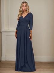 A-Line V-Neck Floor-Length Chiffon Mother of the Bride Dress