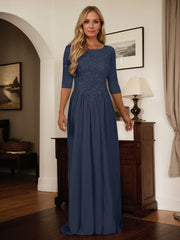 A-Line Scoop Floor-Length Chiffon Mother of the Bride Dress