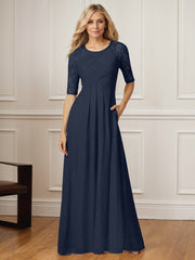 A-Line Square Neck Floor-Length Chiffon Mother of the Bride Dress