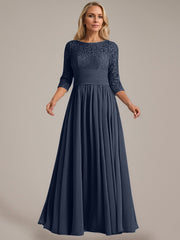 A-Line Scoop Floor-Length Chiffon Mother of the Bride Dress
