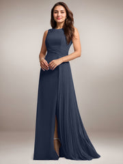 A-Line Scoop Floor-Length Sequins Chiffon Mother of the Bride Dress