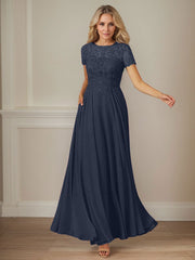 A-Line Boat-neck Sequins Chiffon Mother of the Bride Dress