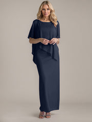 Sheath Scoop Floor-Length Beaded Mother of the Bride Dress