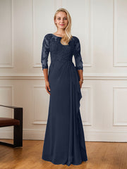 A-Line Floor-Length Scoop Chiffon Mother of Bride Dress