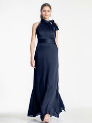 A-line Scoop Full-Length Chiffon Evening Dress