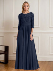 A-Line Scoop Floor-Length Sequins Chiffon Mother of the Bride Dress