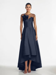 Sheath/Column V-Neck Full-Length Satin Evening Dress