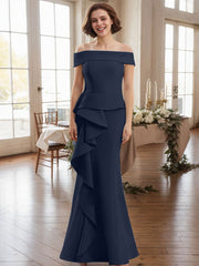 Off-The-Shoulder Cascading Ruffles Mother Of The Bride Dresses