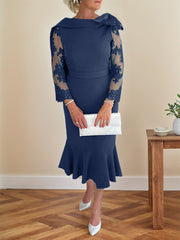 Trumpet/Mermaid Elastic Satin(Slight Stretch) Mother Of The Bride Dresses With Bow(s)/Lace