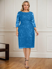 Sheath/Column Scoop Knee-Length Lace Mother of the Bride Dress