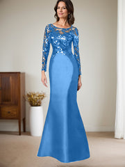 Scoop Neck Long Sleeves Floor-Length Satin/Sequined Mother Of The Bride Dresses